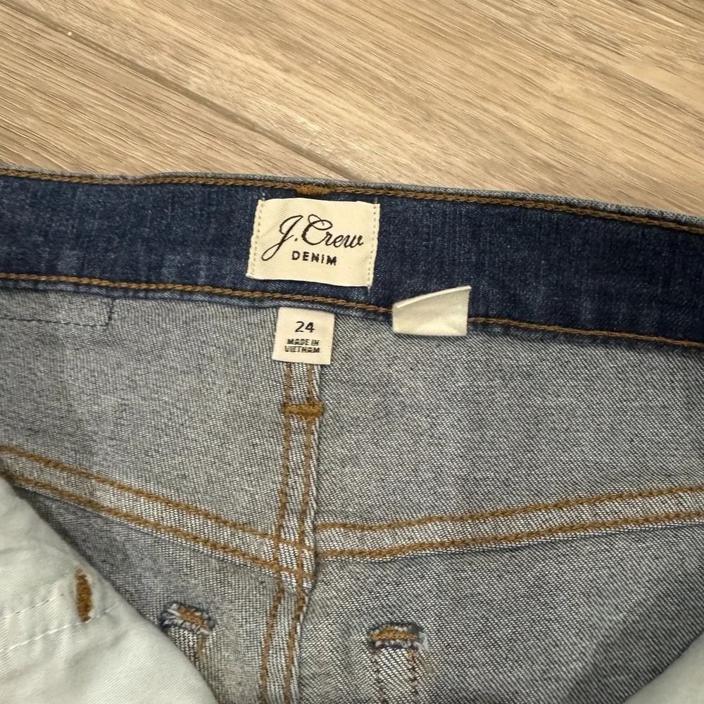 J.Crew Billie Demi Boot Crop Jeans‎ Women's 24 High Rise Button Fly Raw Hem